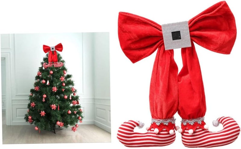 woobles Christmas Bow Elf Boots Pendant, Christmas Tree Bow Elf Boots Pendant Christmas Pedant Xmas Tree Hanging Ornament Cute Elf Boot Decoration for Christmas Elf Boot with Red and White Strip - Image 2